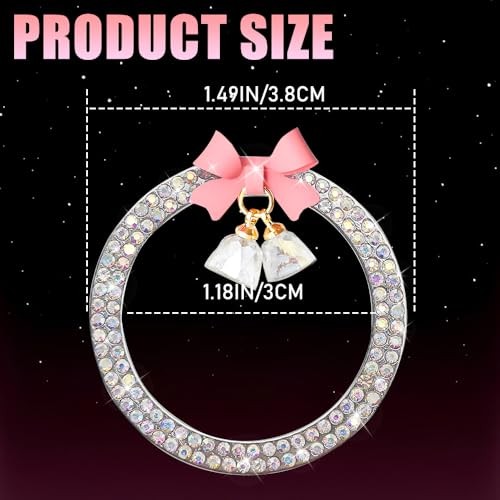Car Push Start Button Cover Ring, Engine Start Button Cover, Cute Bow Bling Ab