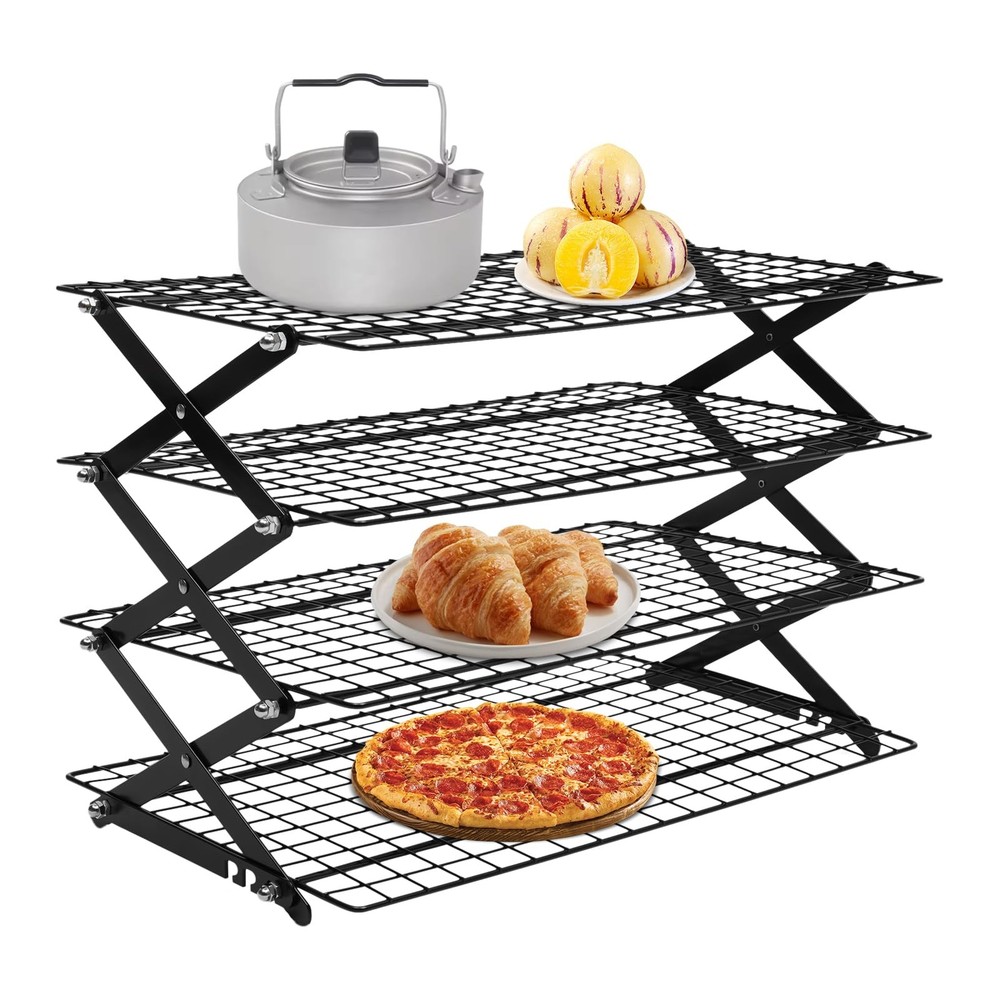 4-Tier Collapsible Cooling Rack Adjustable 3 Setting Design Stackable Cooling US