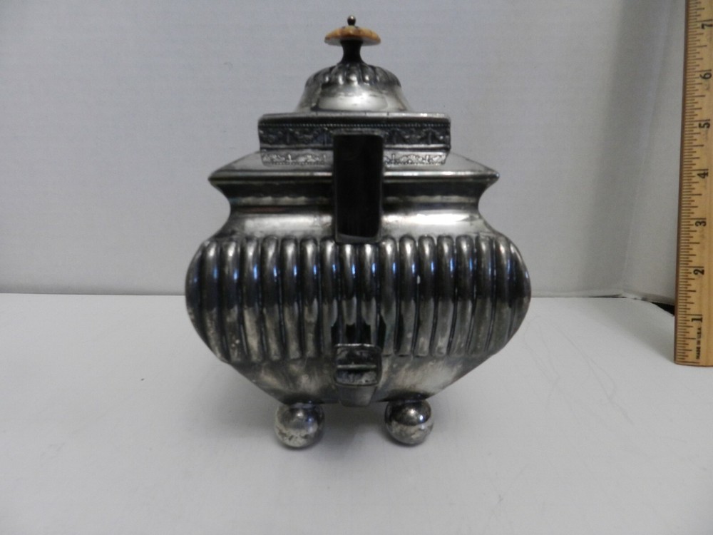 CC-bx SILVERPLATE ANTIQUE TEAPOT, SQUARED, MISSING HANDLE - DANIEL & ARTER