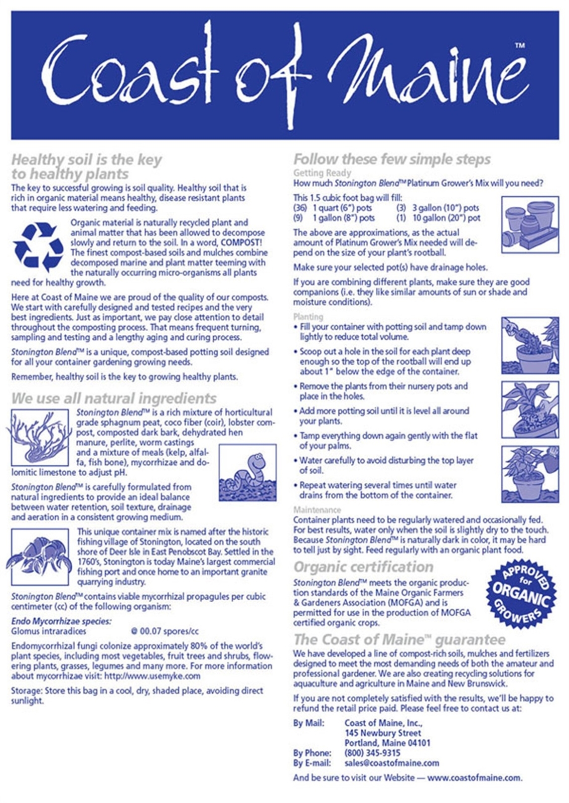 Coast of Maine STB Stonington Blend, Organic Grower’s Mix, 1.5 cu ft