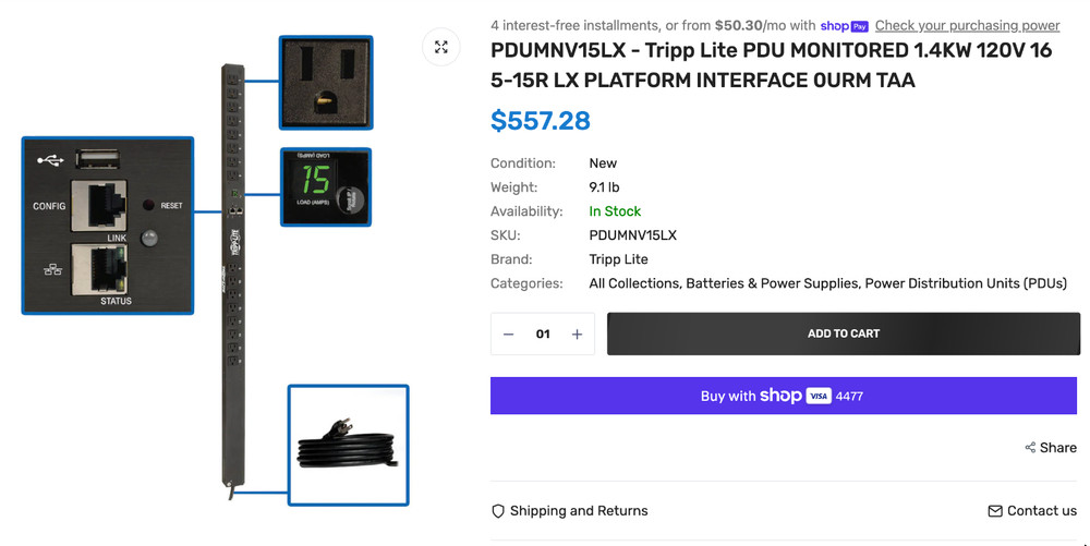 Tripp Lite PDUMNV15LX Power Distribution Unit