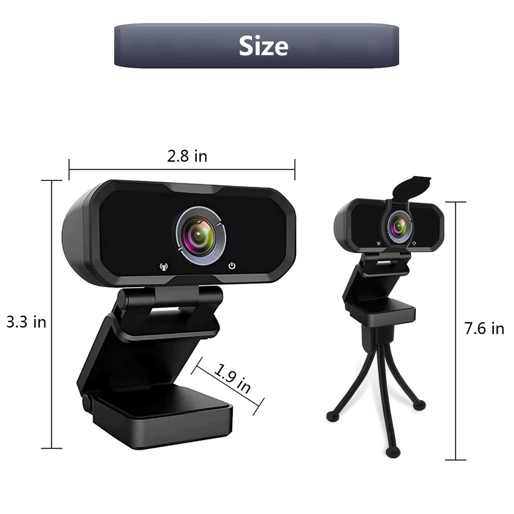 Webcam 1080p HD Computer Camera - Microphone Laptop USB PC Webcam with Privacy S