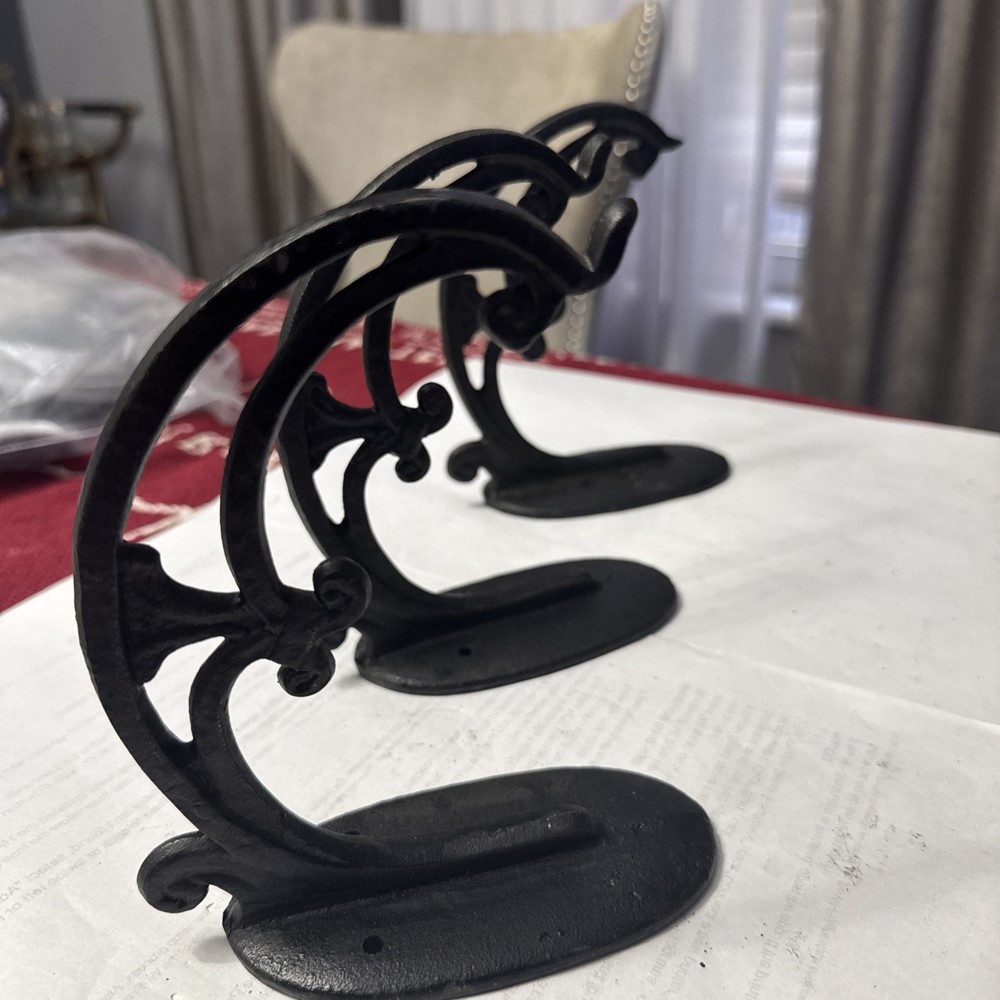 3 Antique Cast Iron Half Round Gutter Bracket 6”Ornate Scroll