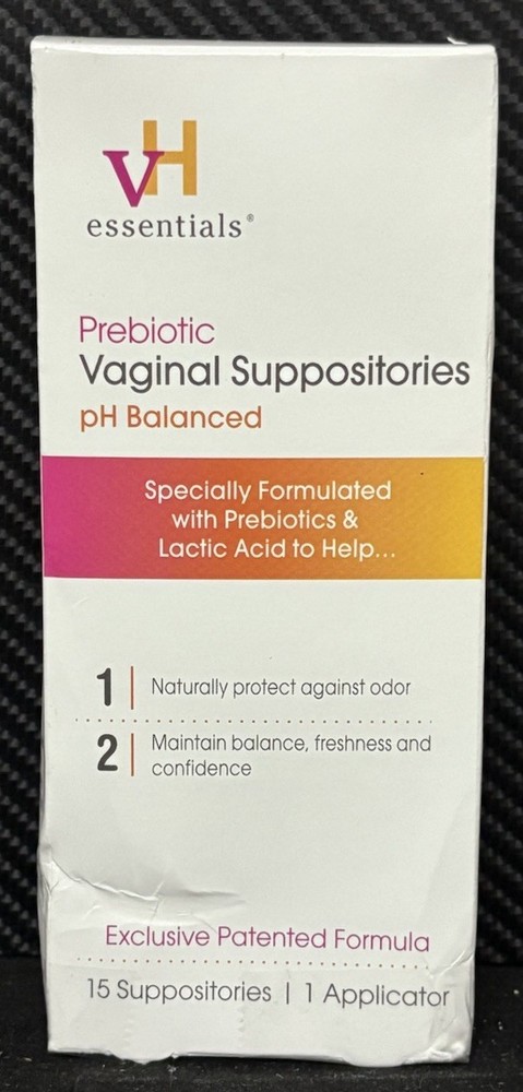 vH essentials Prebiotic PH Balanced Vaginal Suppositories,15 Count