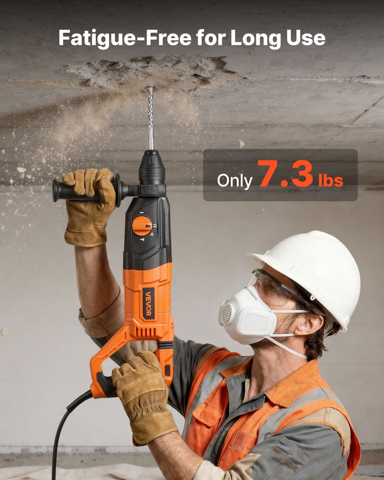 VEVOR Rotary Hammer Drill Rotary Hammer 1-1/8 in SDS-Plus for Concrete Masonry