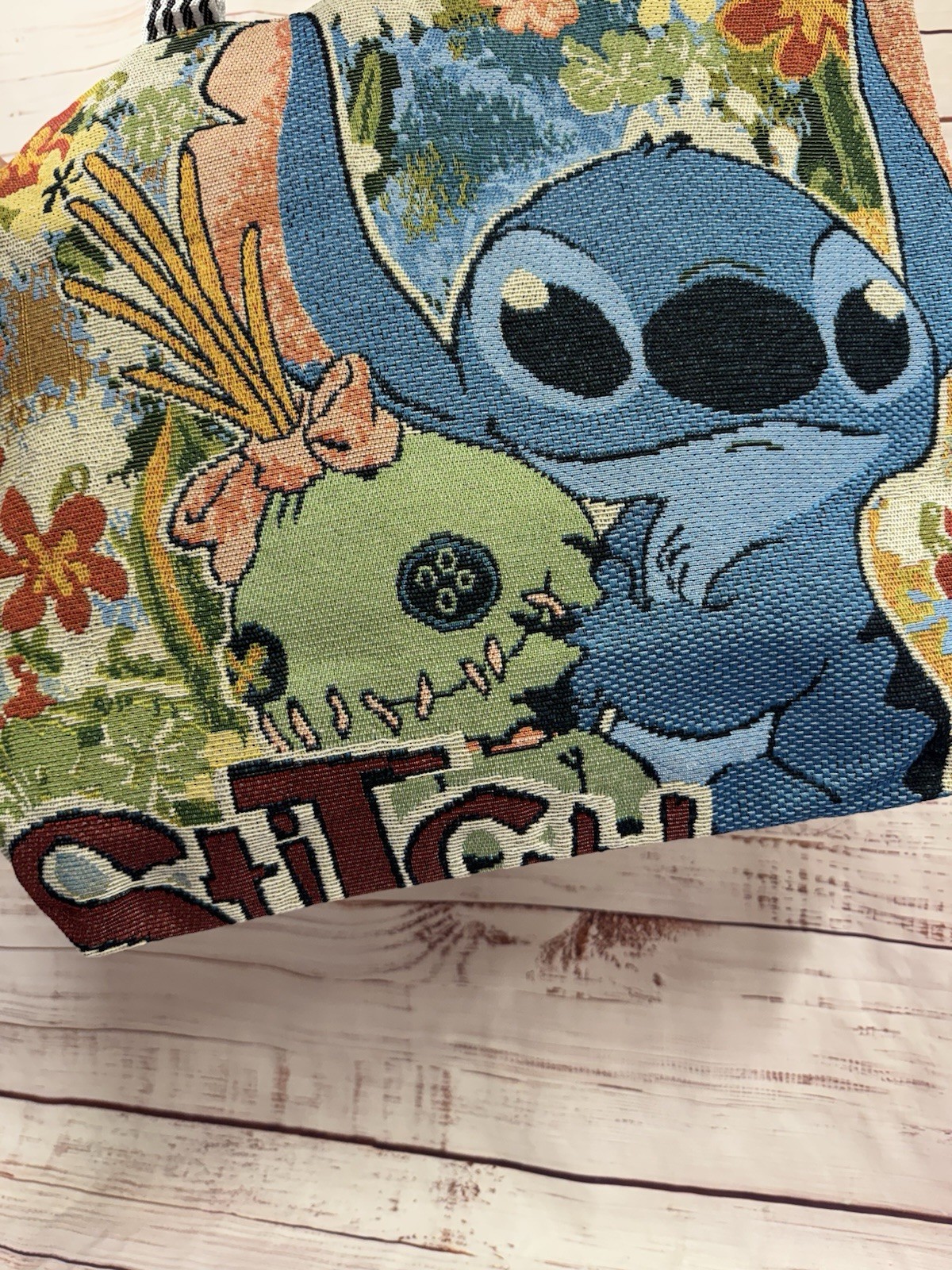 Disney Stitch & Scrump Large Embroidered Tote Shoulder Bag