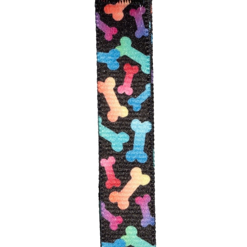 Dog Collar Multicolored Large Adjustable Bone Print Decor