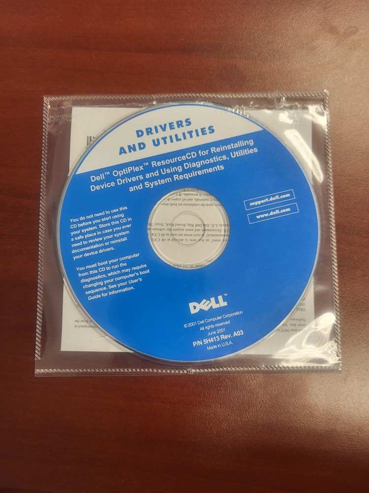 Dell OptiPlex ResourceCD for Reinstalling Device Drivers 2001 5H413
