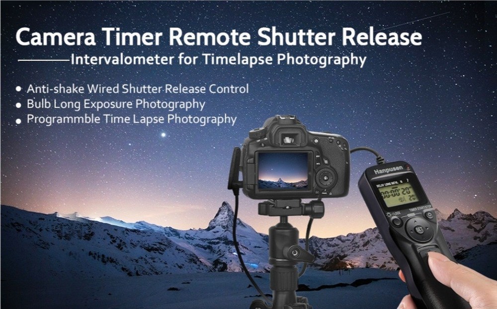 Hanpusen TR-90 Remote Switch With Digital Timer For Camera Shutter Use Open Box