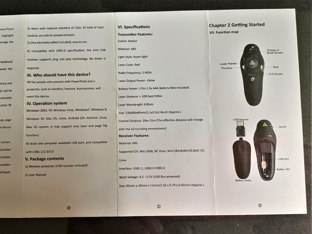 BEBONCOOL Wireless Presenter Remote 2.4GHz USB Control PowerPoint PPT Clicker