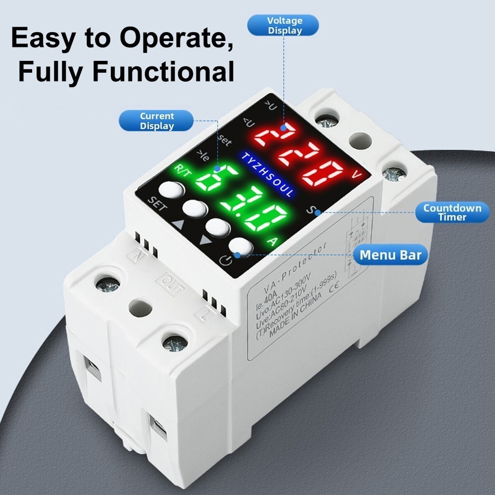 Voltage Protector Smart Device Dual Display LCD Over Under Current Control