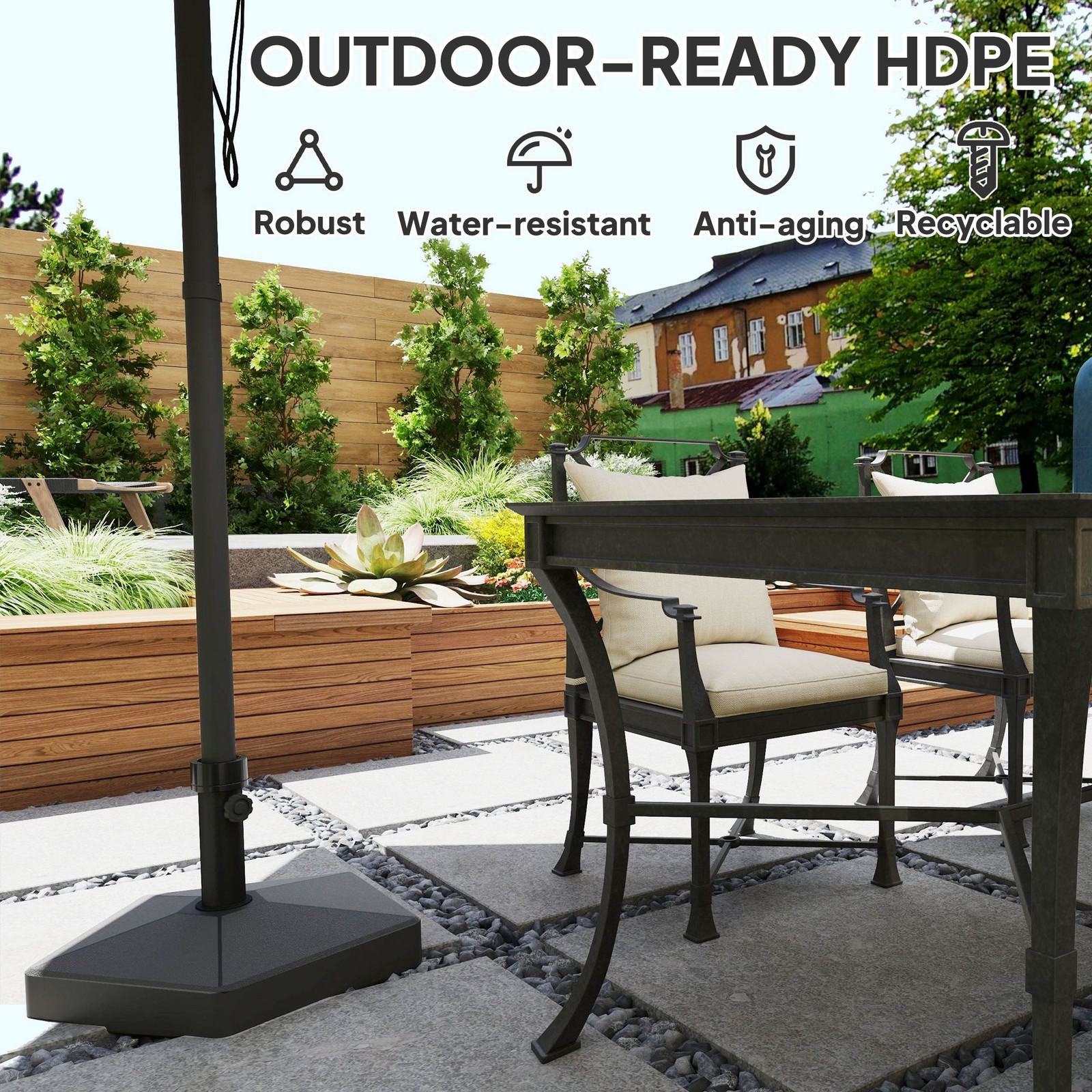 Outdoor Patio Umbrella Base Stand Heavy Duty Fillable 42lbs Garden Pool Black