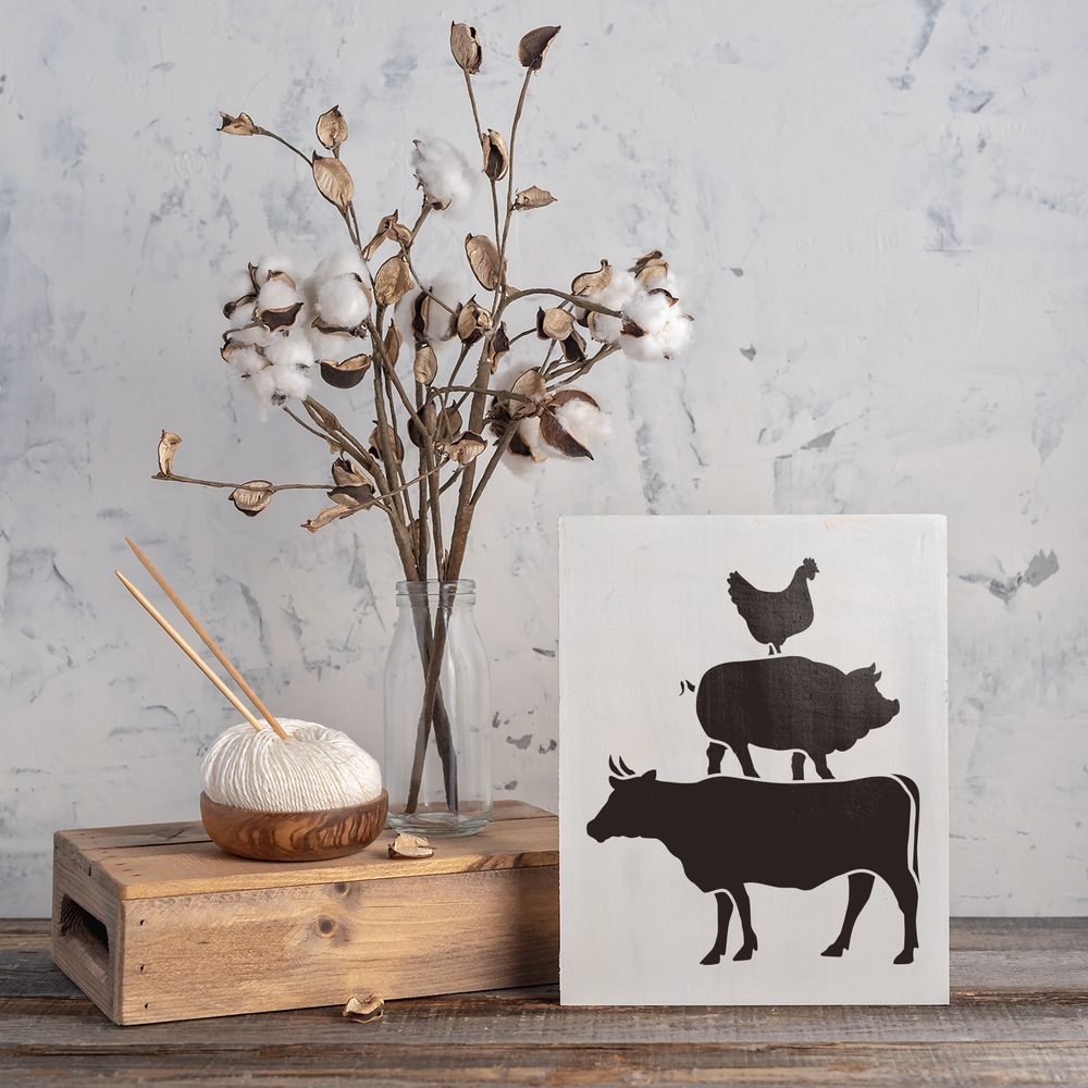 Cow Pig Chicken Stencil - Durable & Reusable Mylar Stencils