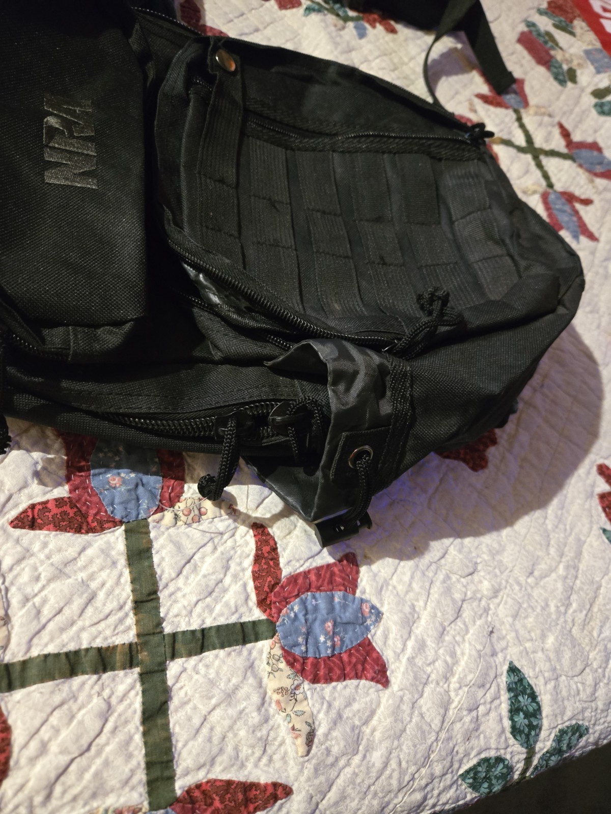 NRA Black Multiple Zipper Compartment Tactical Backpack Bag 16”x12” Nice Bookbag