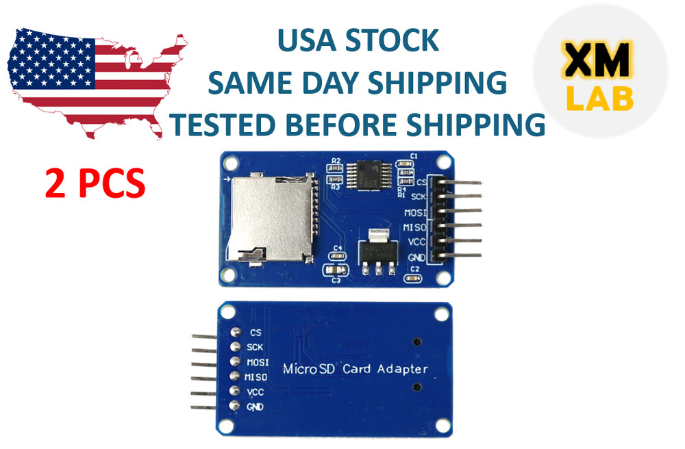2 Pcs Micro SD TF Memory Card Reader Module with SPI interface For Arduino