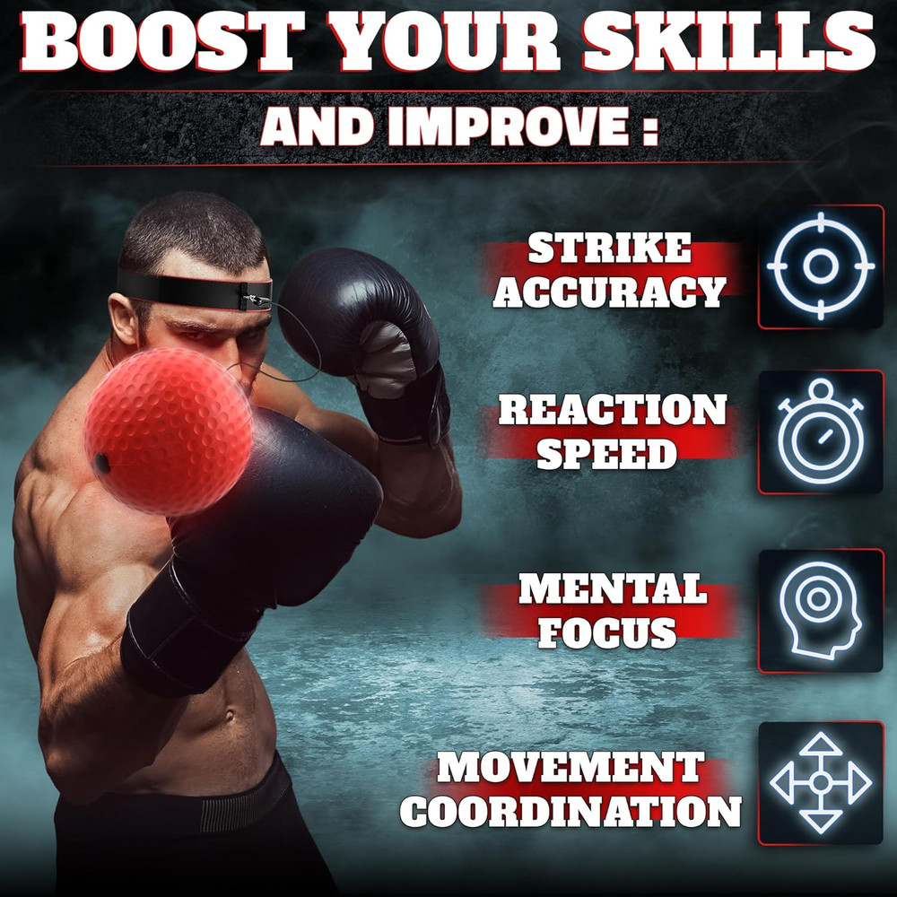 Boxing Reflex Balls Set - 4 Same Weight Color Balls, 2 Adjustable Headbands for
