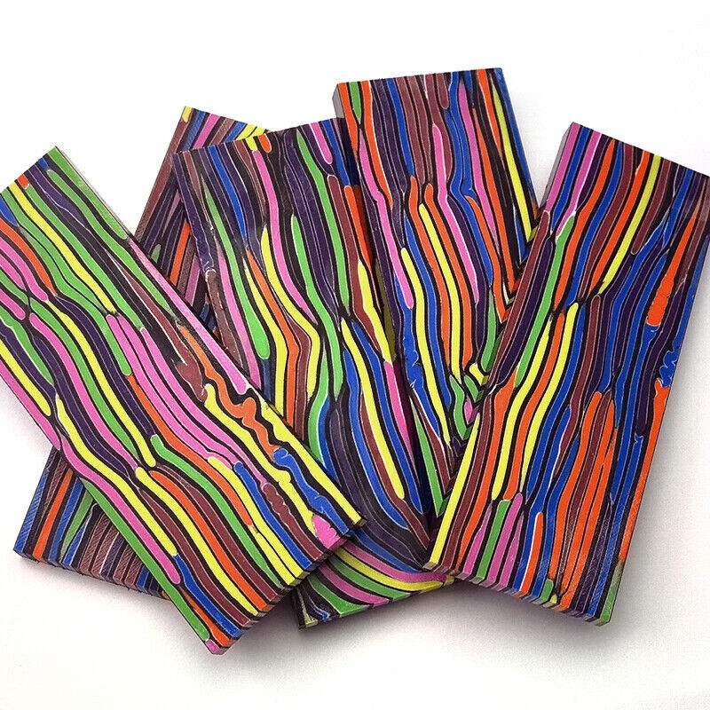 2 PCS Rainbow G10 Composite Knife Handle Scales Blanks Damascus Pattern