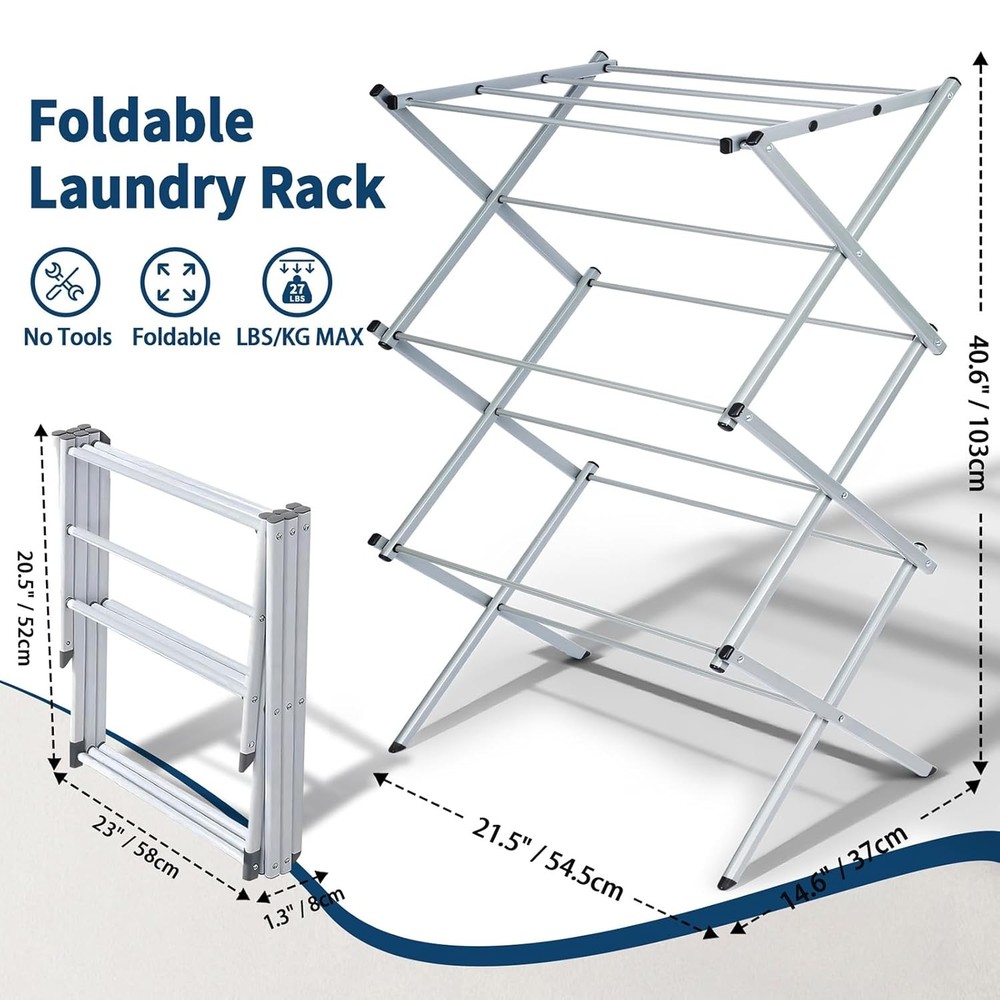 Foldable Clothes Drying Rack 3 Tier Laundry Drying Rack Collapsible Drying Rack