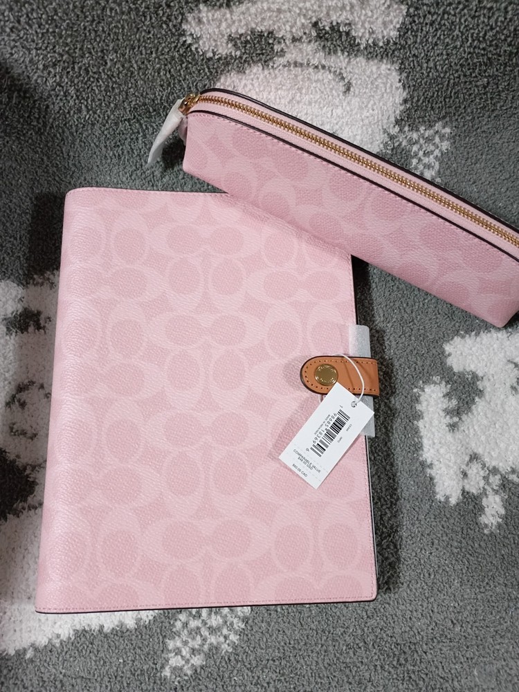 Coach Powder Pink Notebook & Pencil Case