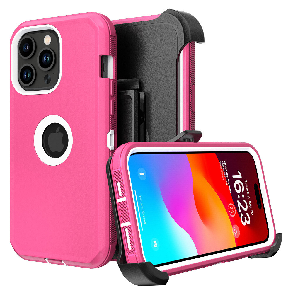 For iPhone 15 Pro Max 14 13 12 11 Shockproof Case Defender Cover With Belt Clip