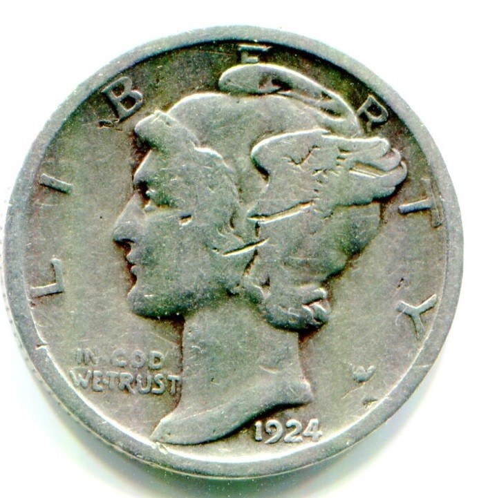 1924 SILVER MERCURY DIME !!