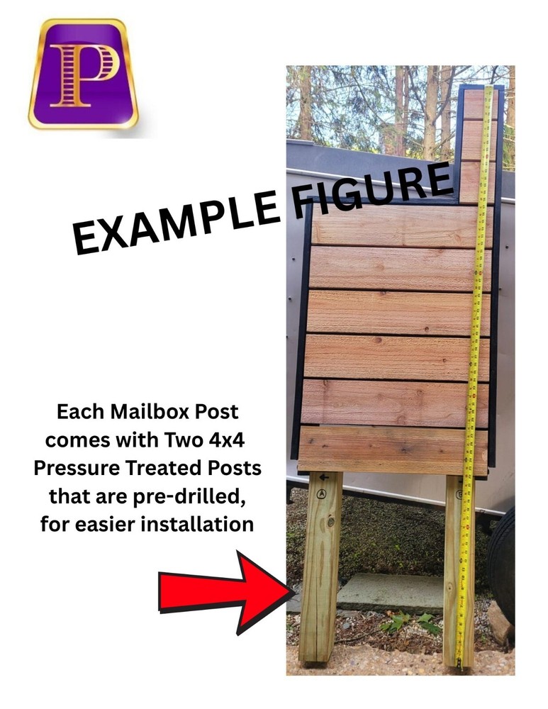 Cedar Mailbox Post, Black frame (Handmade) FREE SHIPPING!