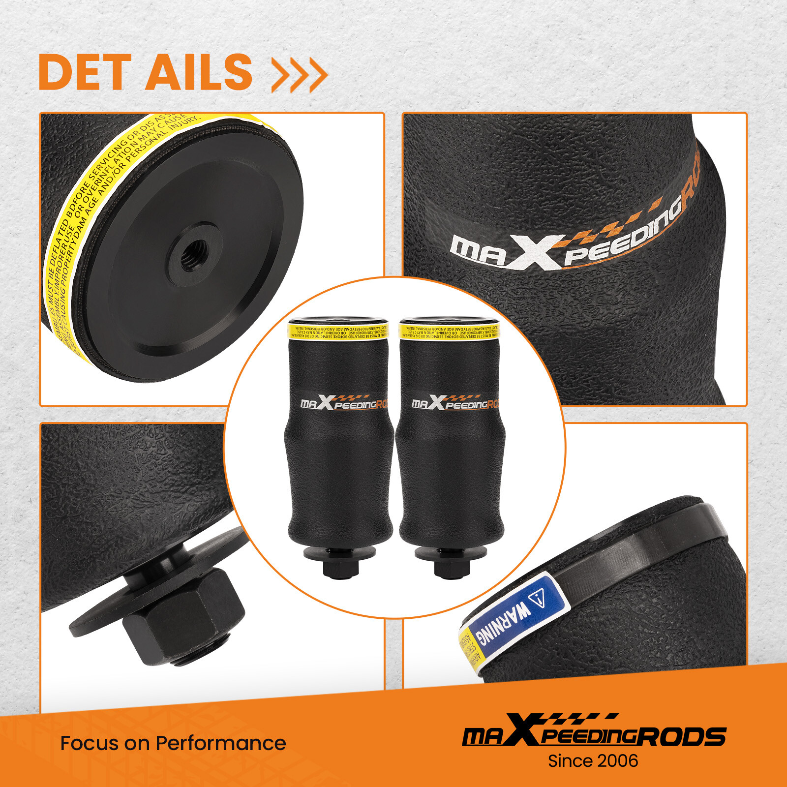 2x Cab Air Suspension Spring Bags for Peterbilt 379 W02-358-7036 29-03200