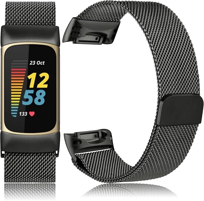 Compatible with Fitbit Charge 6 Activity Tracker Solid Stainless