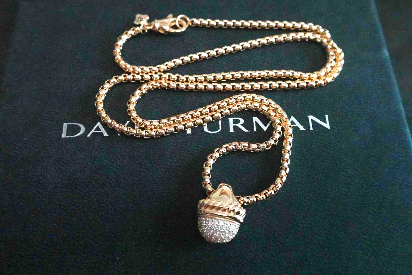 NEW/DavldYurmanHalf&Moon*Diamond Pendant Necklace 17"