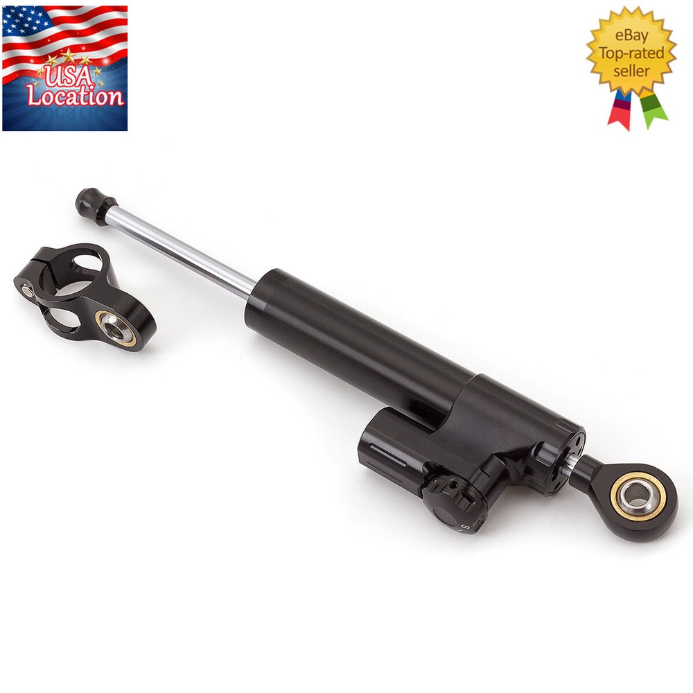 Universal CNC Steering Damper Stabilizer Linear Reversed Shock Absorber Black