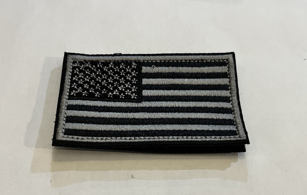 American Flag - USA Black/Grey 2”x 3” Hook & Loop 2 Piece Patch