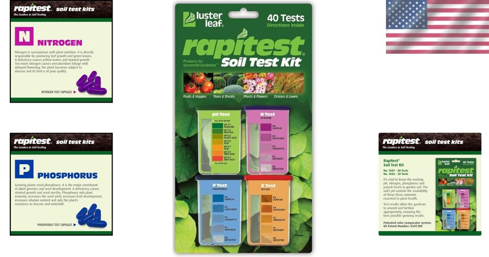 Rapitest Garden Soil Kit - 40 Tests for pH, Nitrogen, Phosphorus & Potash