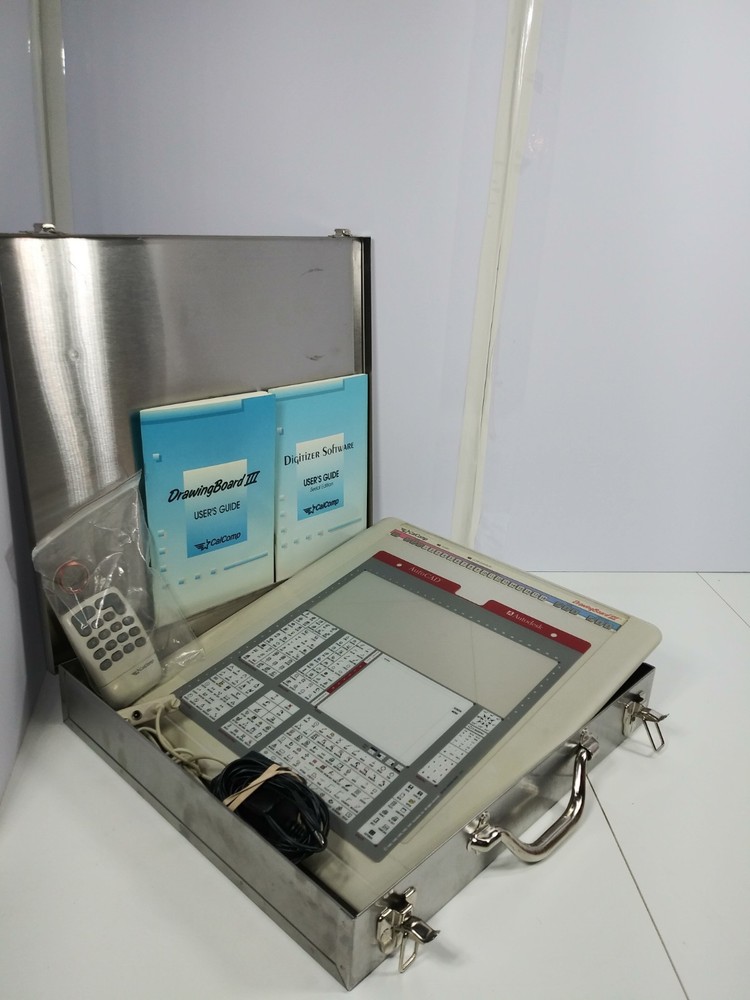 Calcomp Drawing Board II Graphics CAD Tablet Mouse and Stainless Case