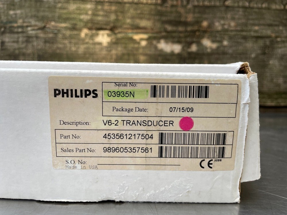Philips V6-2 Broadband Curved Volume Array Transducer Probe