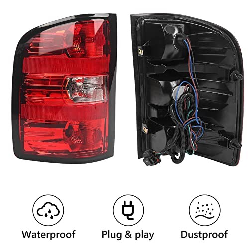 Tail light Assembly for Chevy Silverado 2007 Left (Driver Side) Black Trim