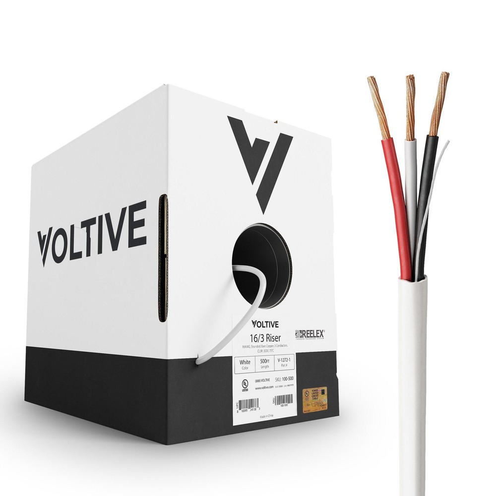 Voltive 16/3 Speaker Wire - CL3R - Riser - OFC - 500ft - White