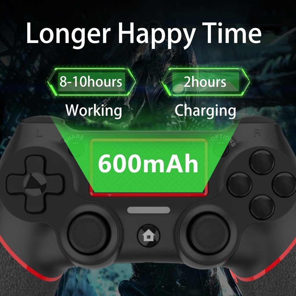 High-Performance Black Red Wireless PS4 Controller with Touchpad & Share Button