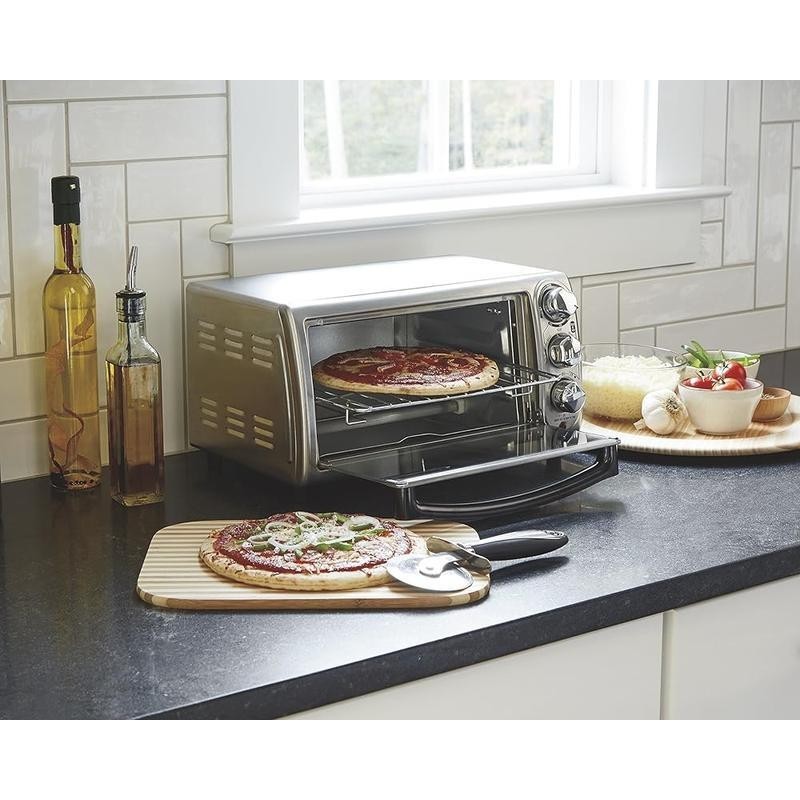4 Slice Toaster Oven W/ Baking Broiling Toasting Keep Warm & Automatic Shutoff
