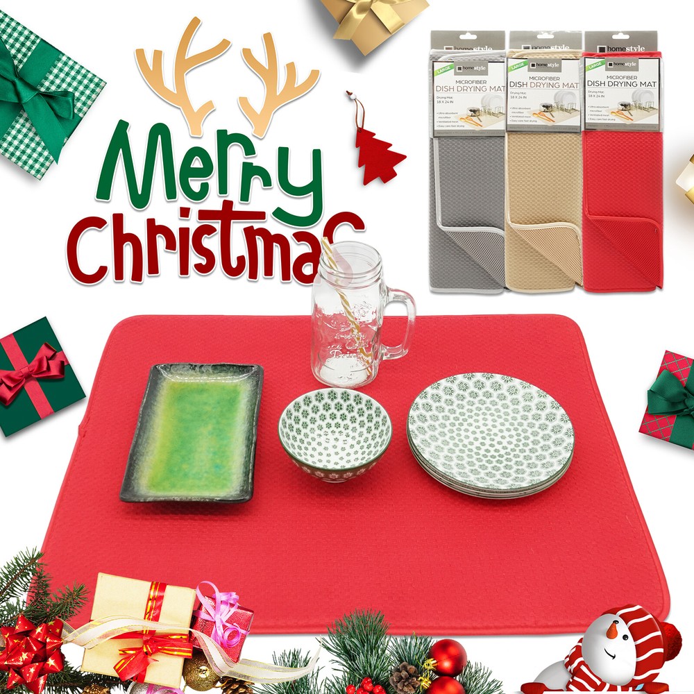 Dish Mat Drying Kitchen Mat 24" x 18" Reversible Microfiber Dish Drying Mat