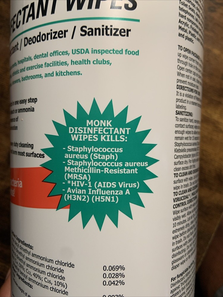 Monk disinfectant wipes
