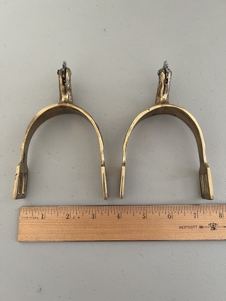 Western Vintage Single Solid Brass Spurs Set