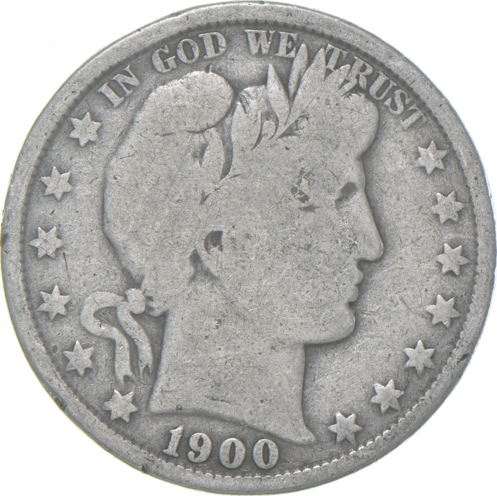 1900 Barber Half Dollar Average Circ 90% Silver