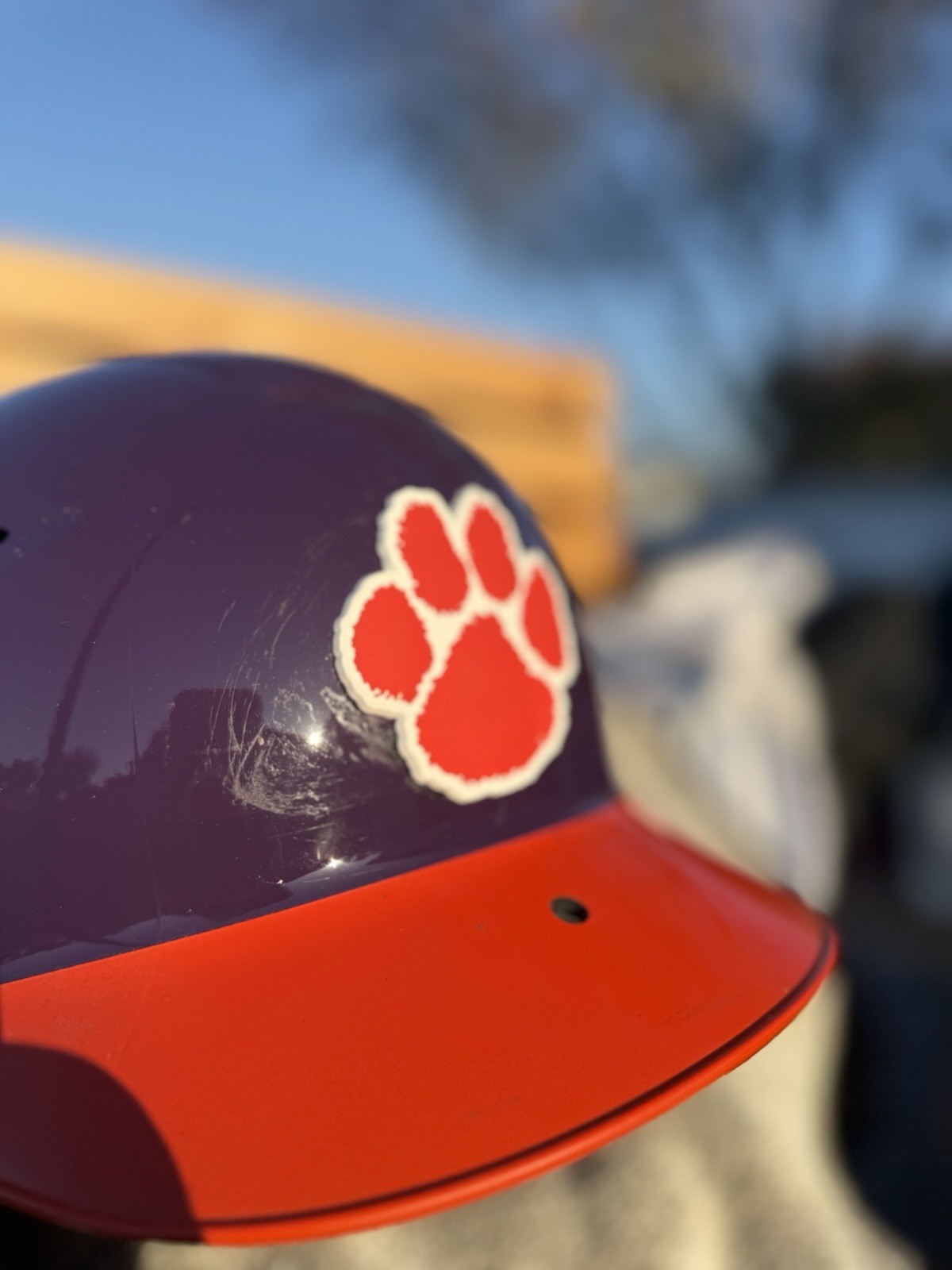 CLEMSON TIGERS CUSTOM SCHUTT SOFTBALL BATTING HELMET USED