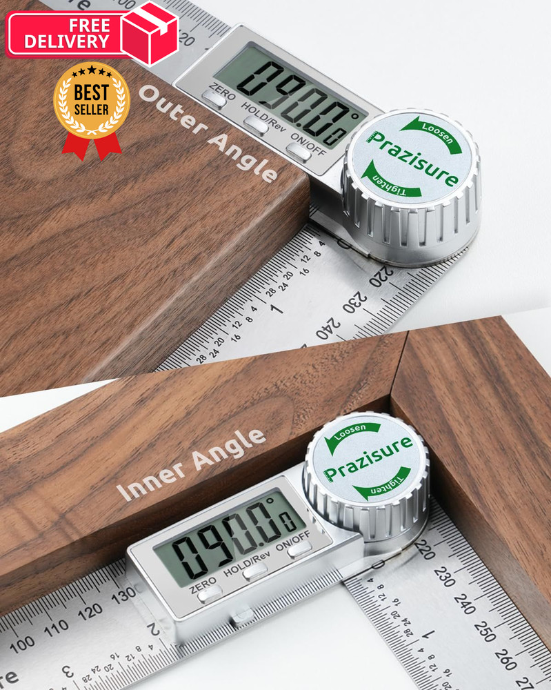 Prazisure Digital Angle Finder Protractor, 7inch Professional Angle...