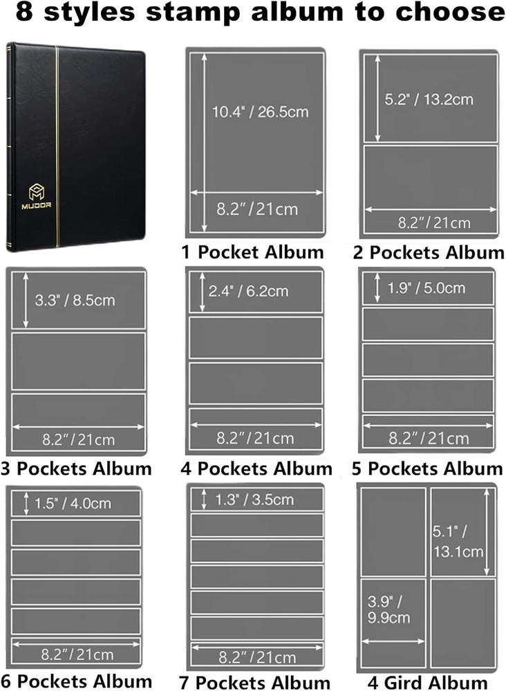 Stamp Collecting Album 7 Rows Pockets Stamp Book for Collectors 10 Sheets Stam