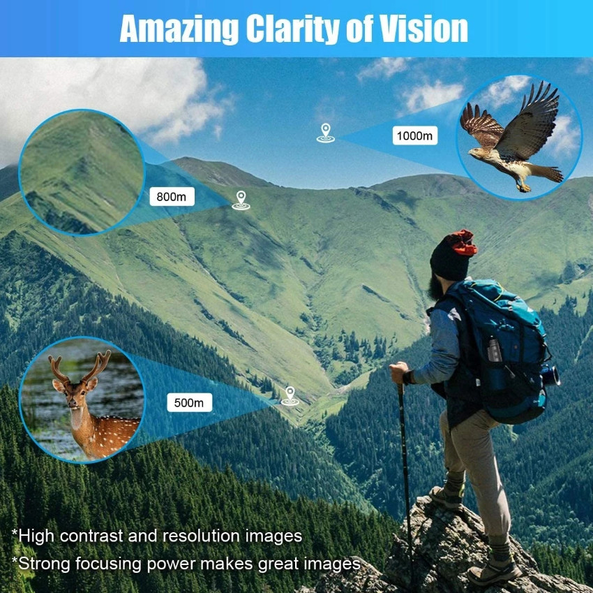 Zoom HD Monocular Starscope Monocular Telescope BAK4 w/Phone clip,tripod