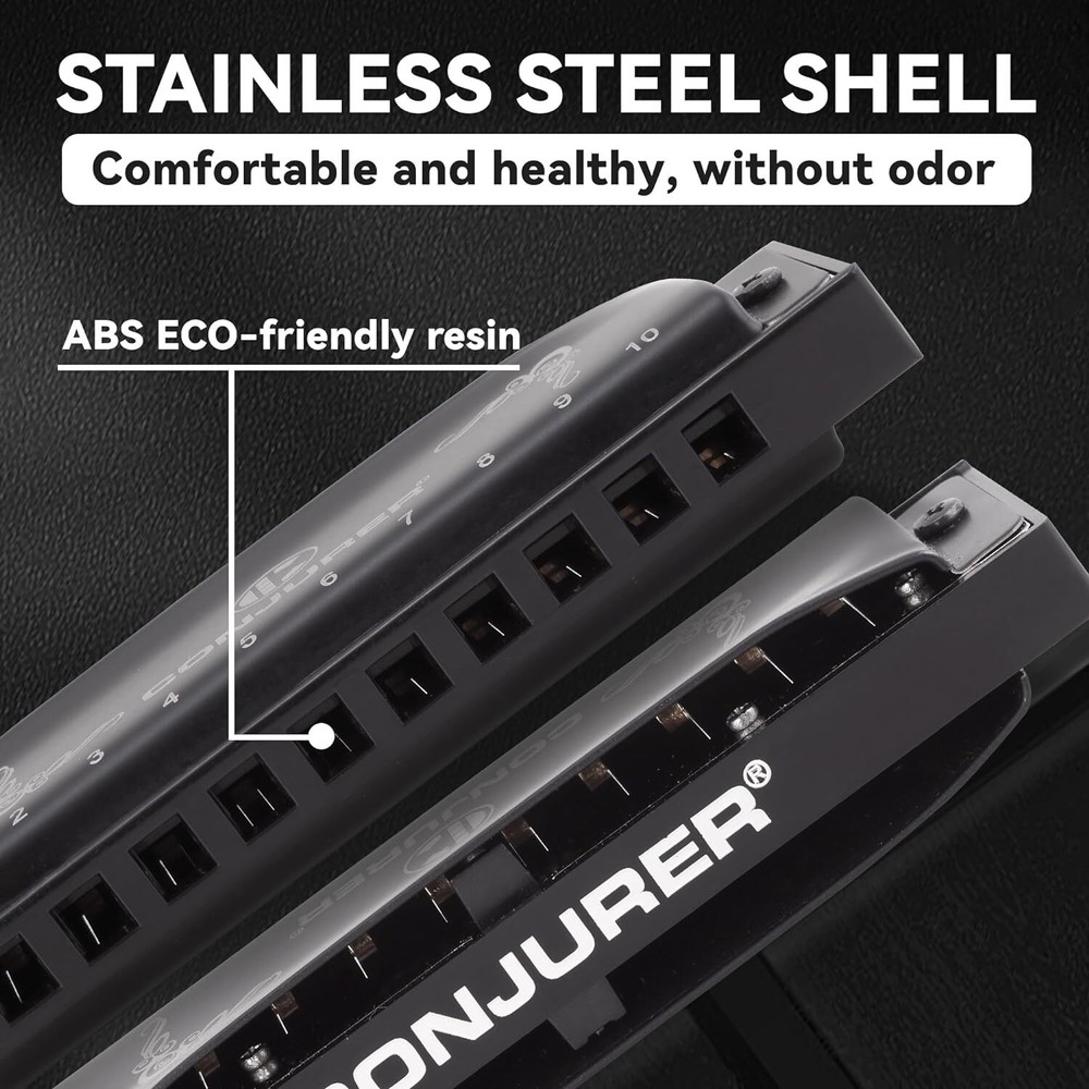 CONJURER Blues 10 Hole Harmonica for Beginner Professional Diatonic Harmonica