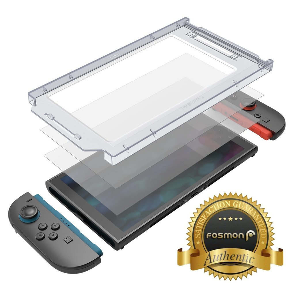 Fosmon 2 Pack For Nintendo Switch 2 Tempered Glass Screen Protector Clear