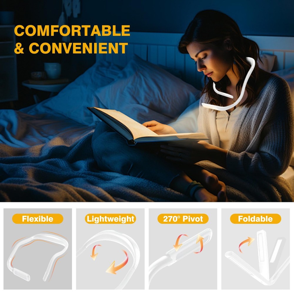 Reading Light Rechargeable Book ClipOn LED Bookmark Lamp Memory Function