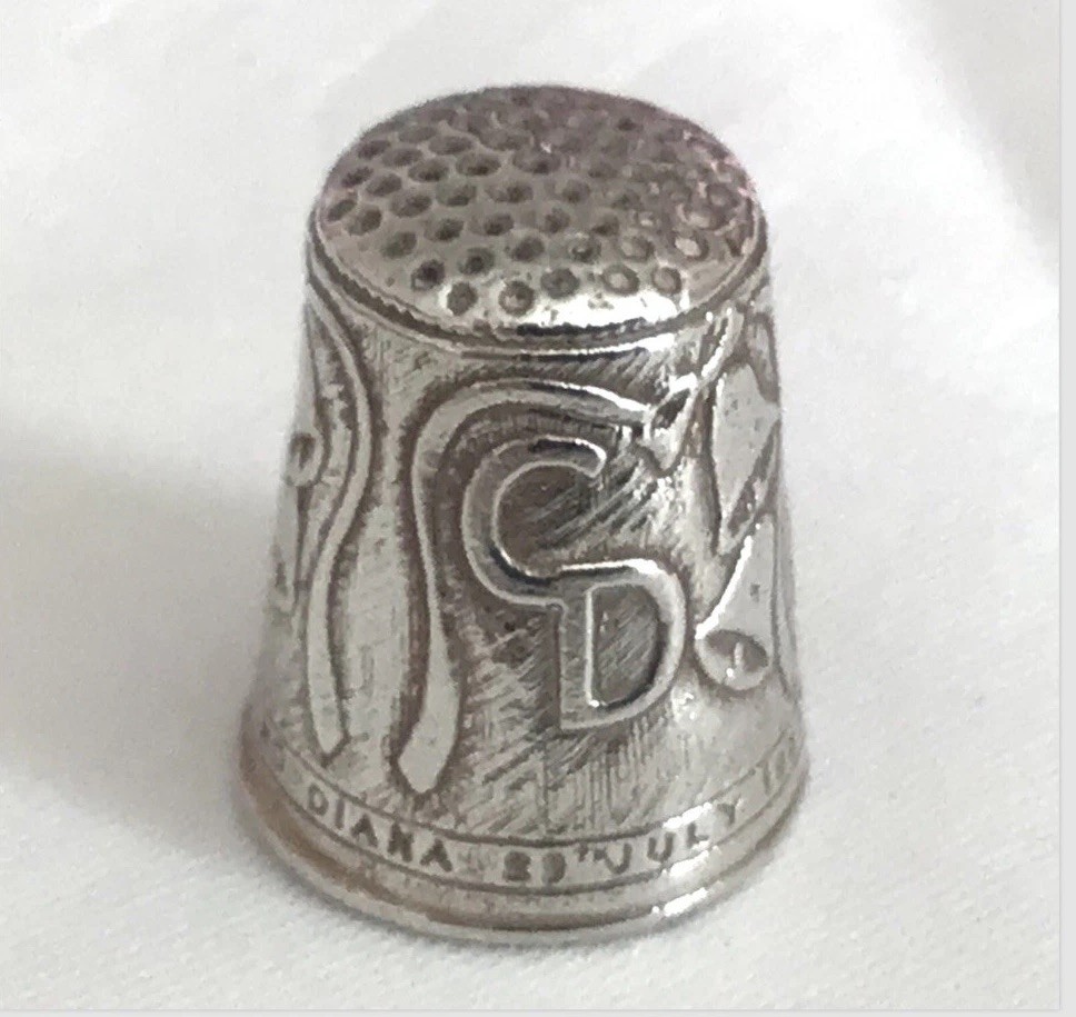 1981 Solid Silver Thimble Commemorating Charles & Diana Wedding by Ammonite Ltd.